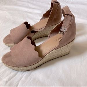 Blush scalloped espadrilles wedges